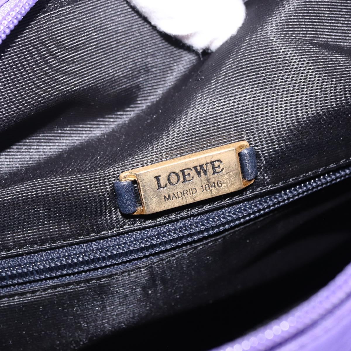 LOEWE Shoulder Bag Leather Purple Gold Auth 190612V