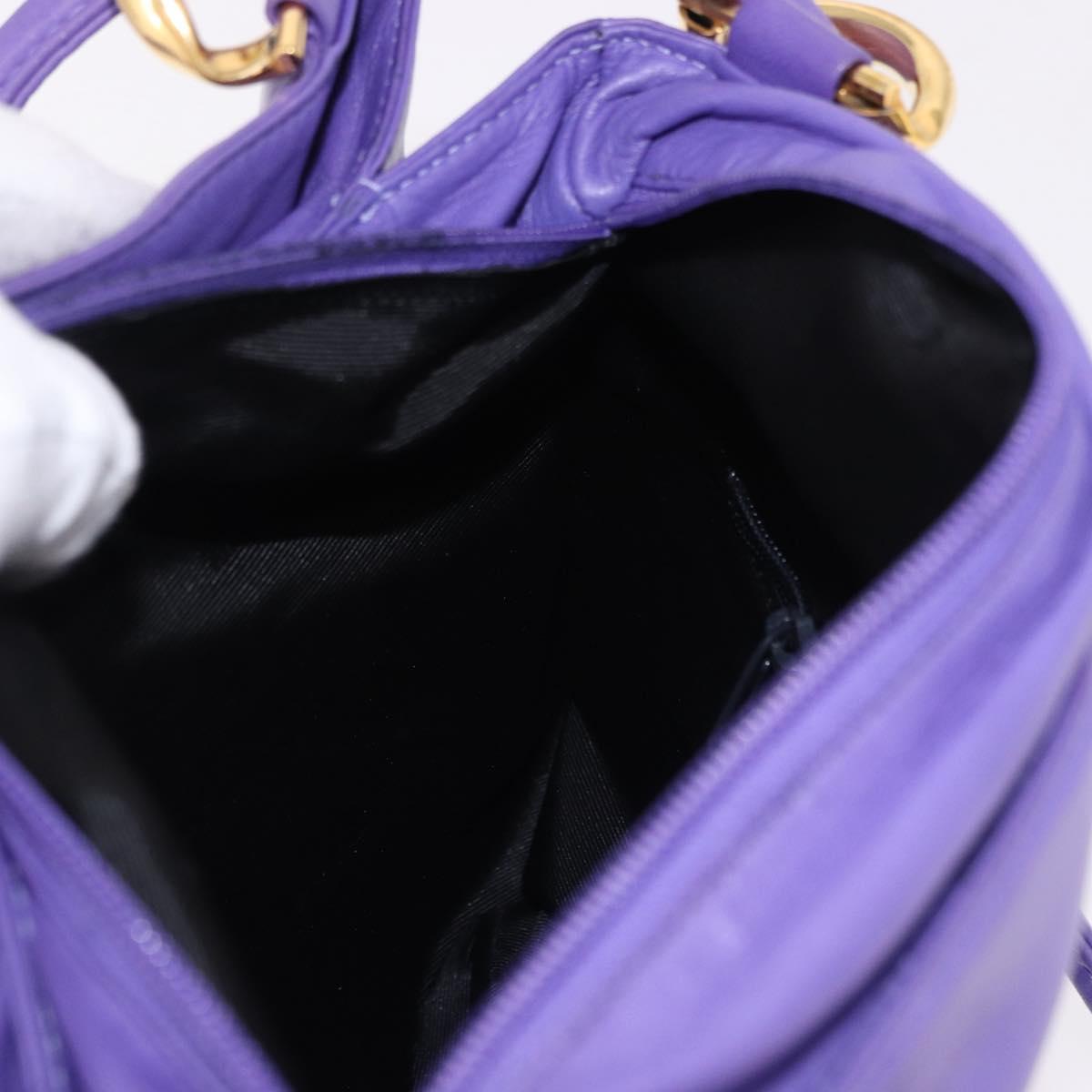 LOEWE Shoulder Bag Leather Purple Gold Auth 190612V