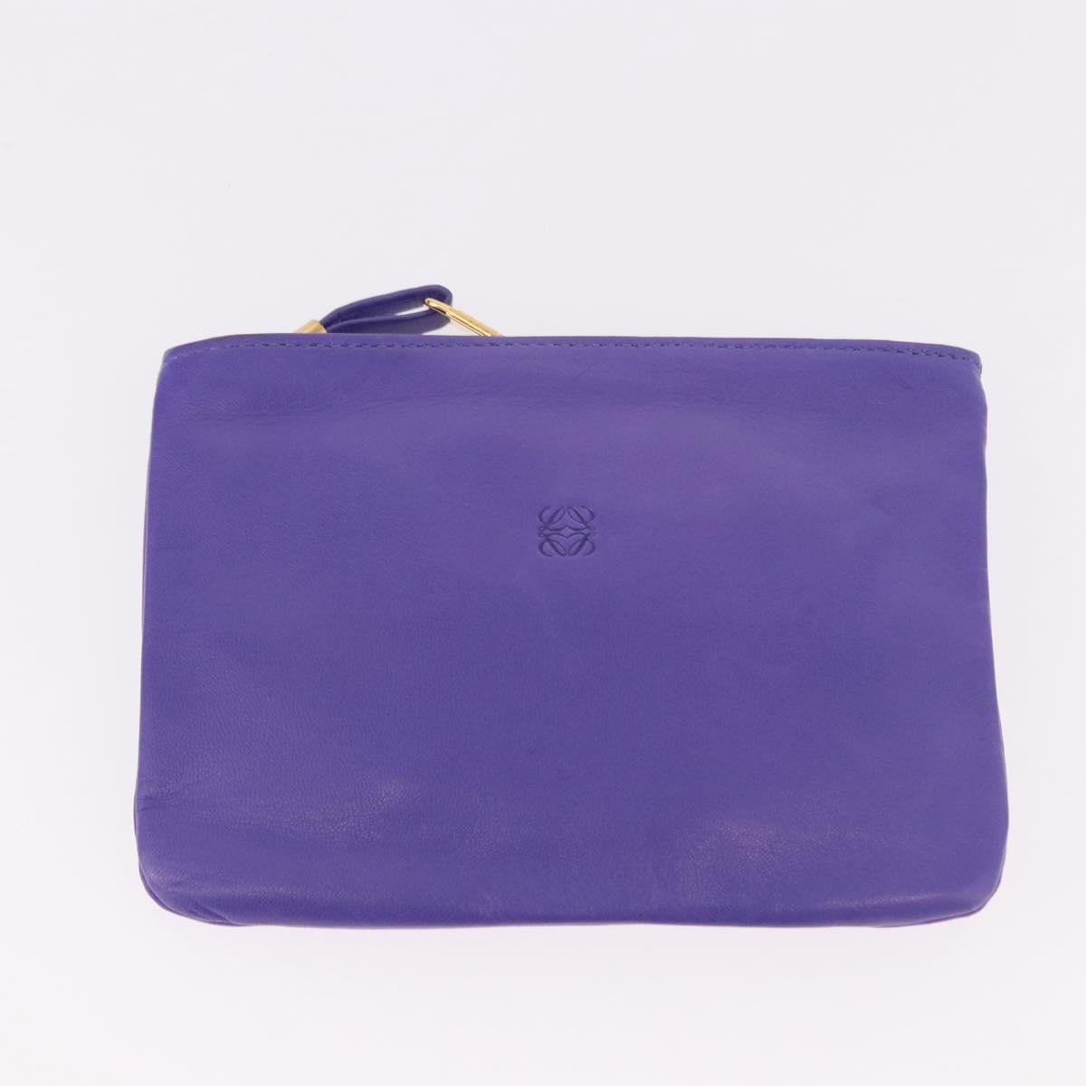 LOEWE Shoulder Bag Leather Purple Gold Auth 190612V