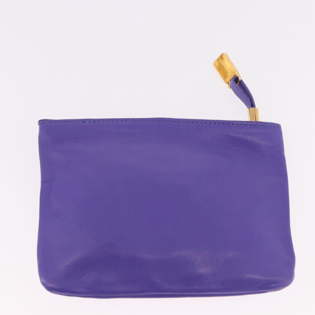 LOEWE Shoulder Bag Leather Purple Gold Auth 190612V