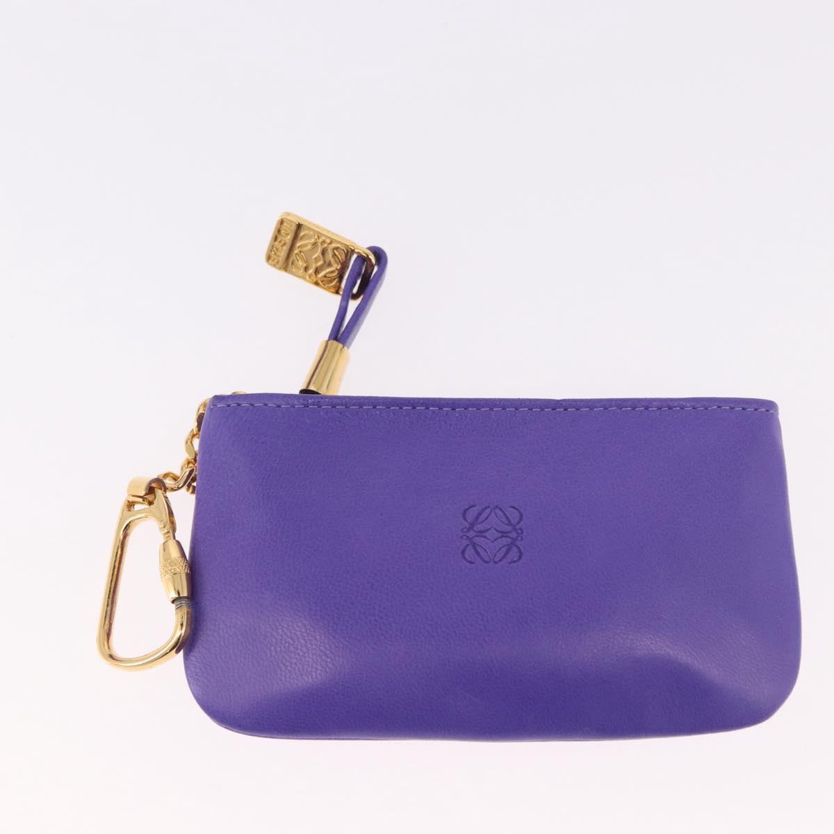 LOEWE Shoulder Bag Leather Purple Gold Auth 190612V