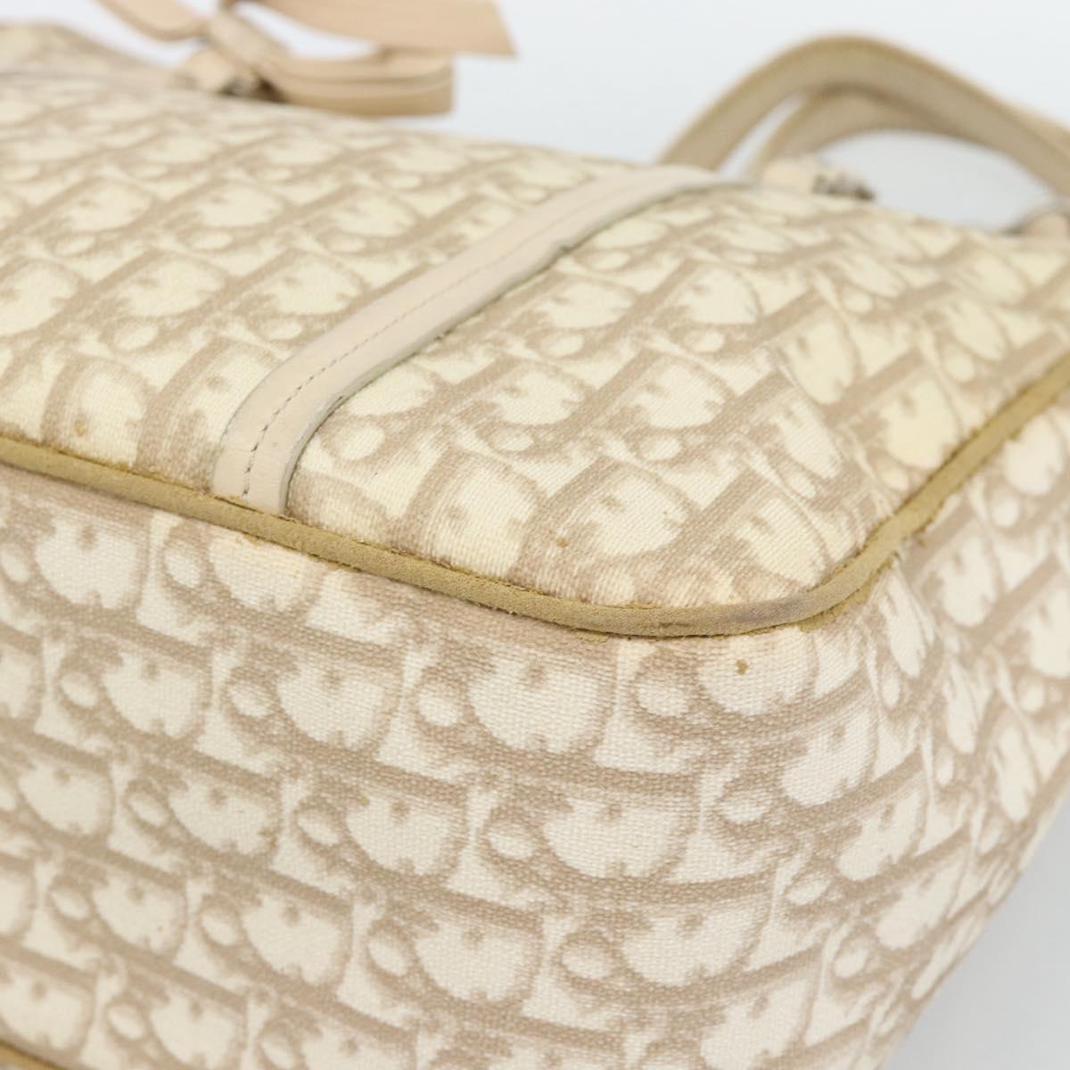 Christian Dior Trotter Canvas Romantic Chain Shoulder Bag PVC Ivory Auth 190613