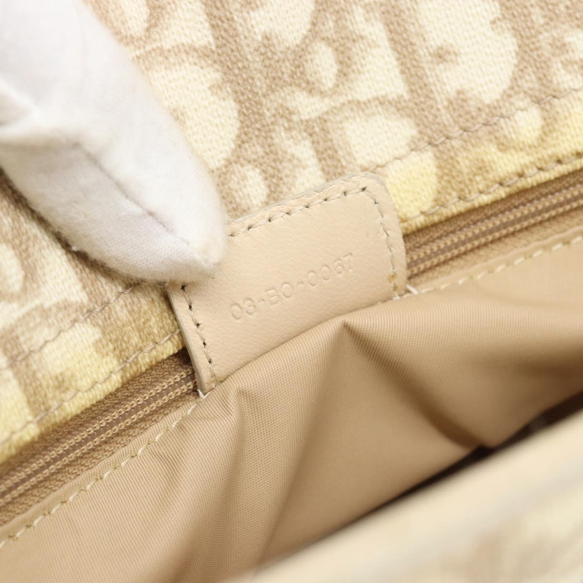 Christian Dior Trotter Canvas Romantic Chain Shoulder Bag PVC Ivory Auth 190613