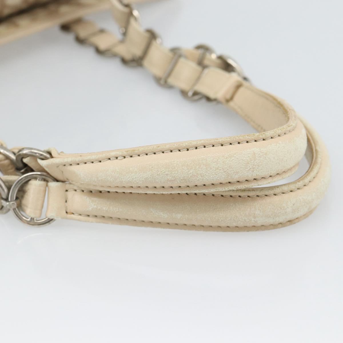 Christian Dior Trotter Canvas Romantic Chain Shoulder Bag PVC Ivory Auth 190613