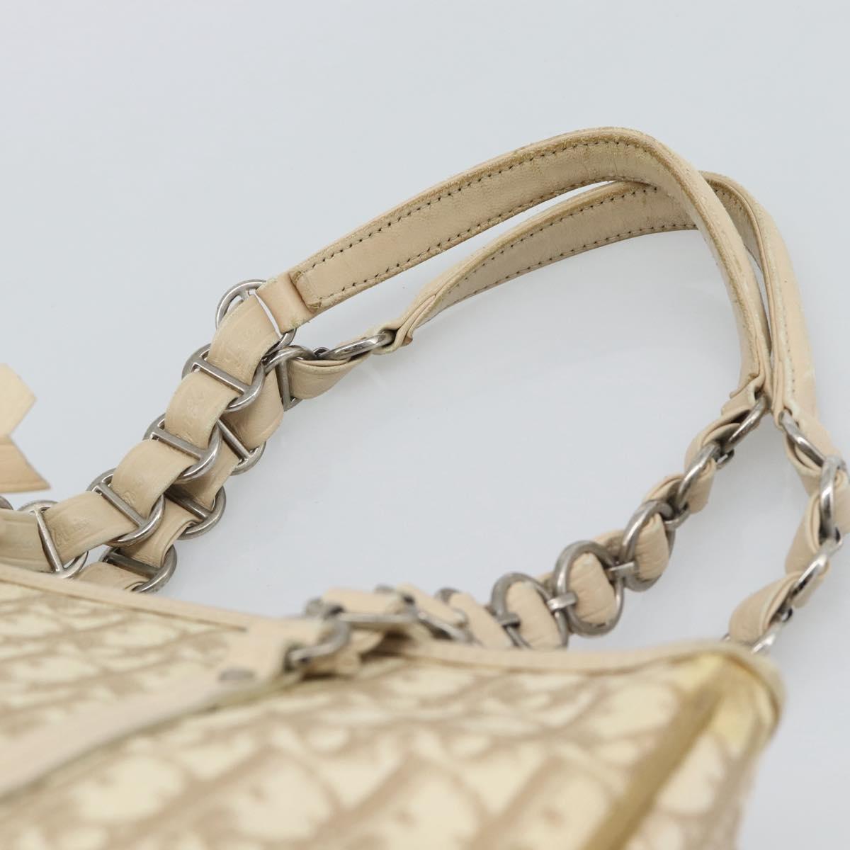 Christian Dior Trotter Canvas Romantic Chain Shoulder Bag PVC Ivory Auth 190613