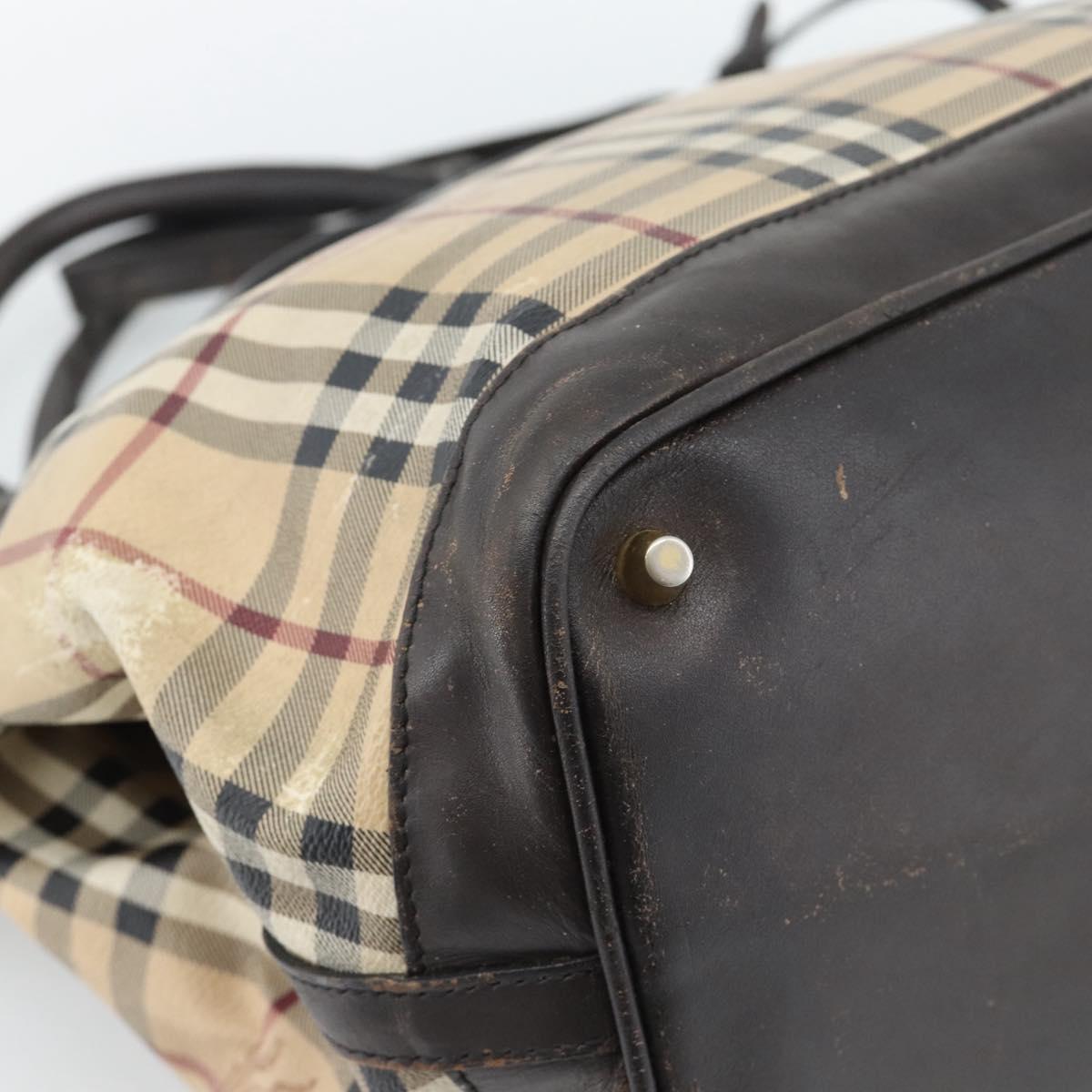 BURBERRY Nova Check Tote Bag PVC 2way Beige Gold Auth 190614