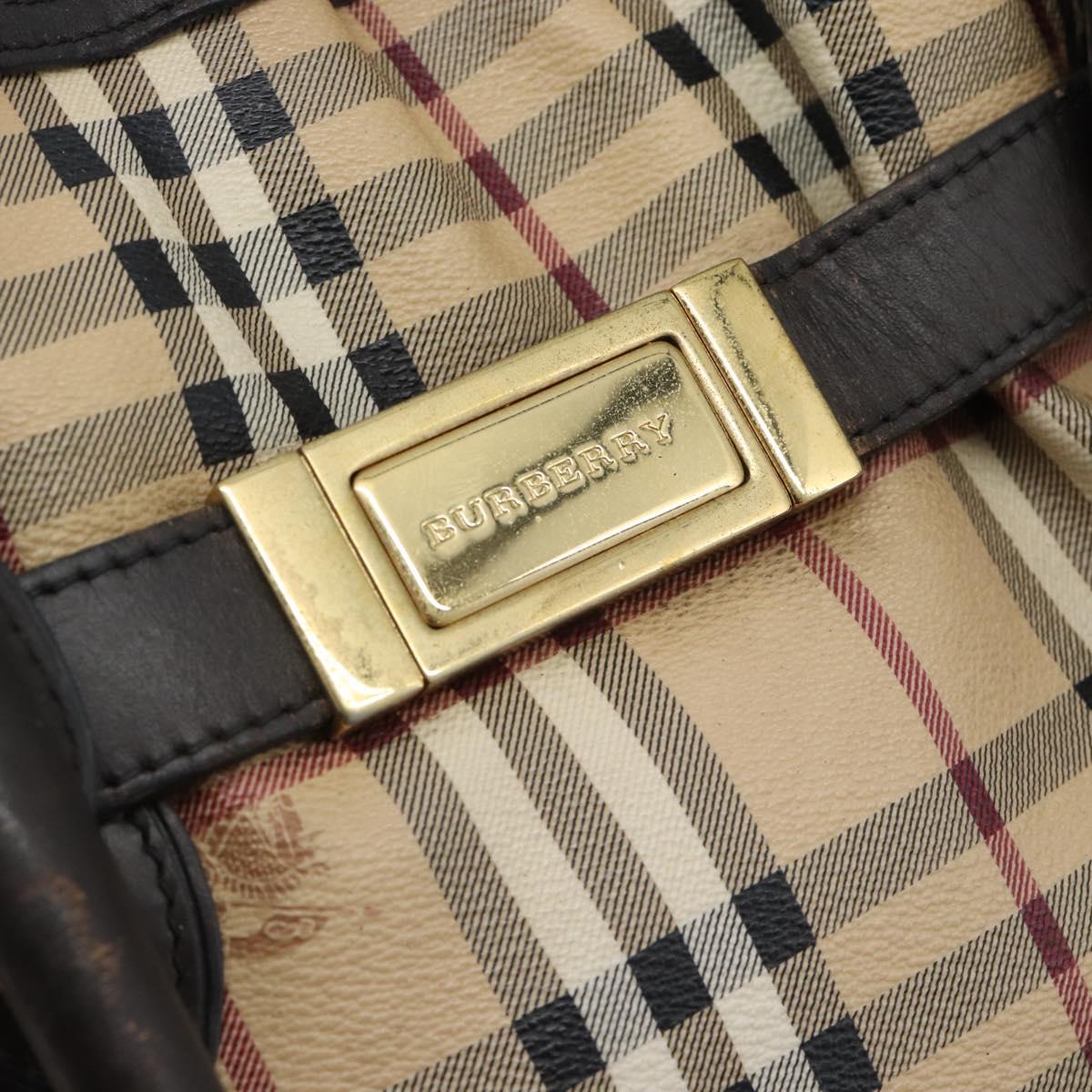 BURBERRY Nova Check Tote Bag PVC 2way Beige Gold Auth 190614