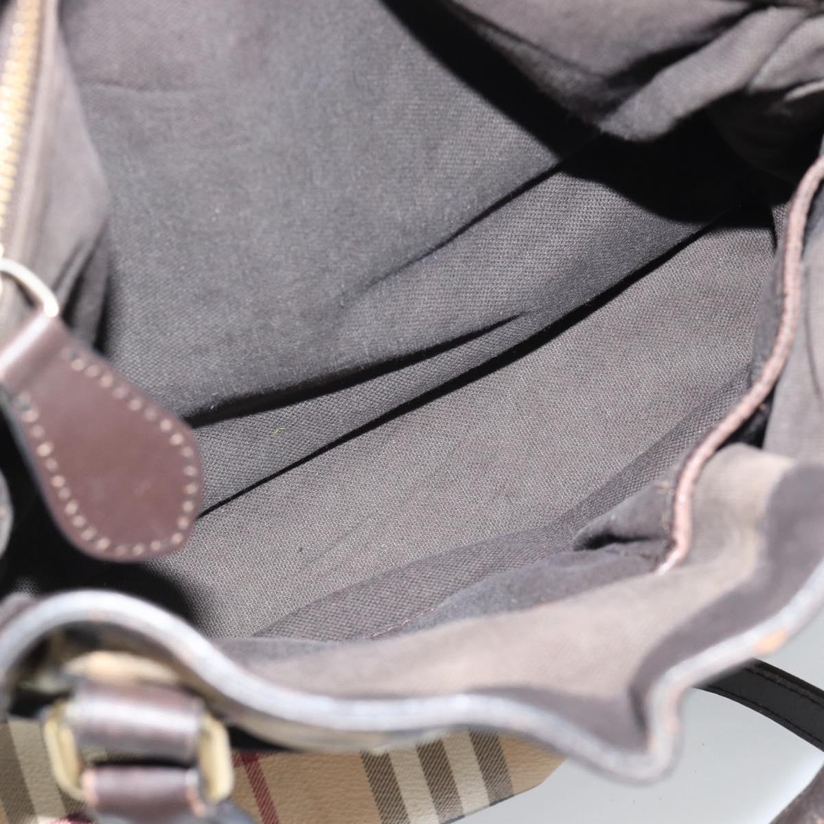 BURBERRY Nova Check Tote Bag PVC 2way Beige Gold Auth 190614