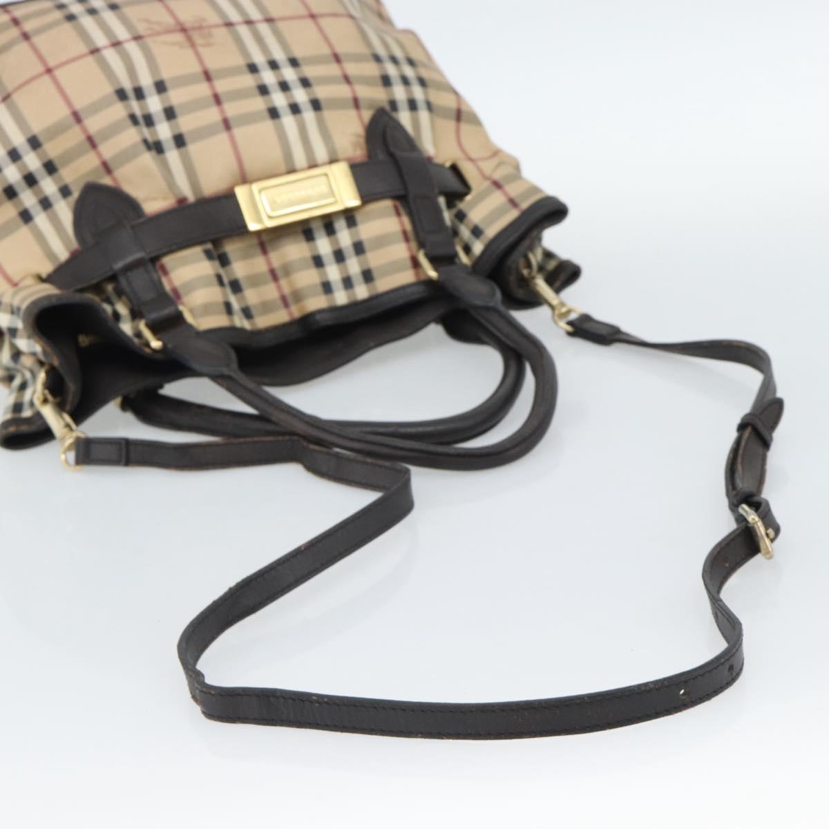 BURBERRY Nova Check Tote Bag PVC 2way Beige Gold Auth 190614