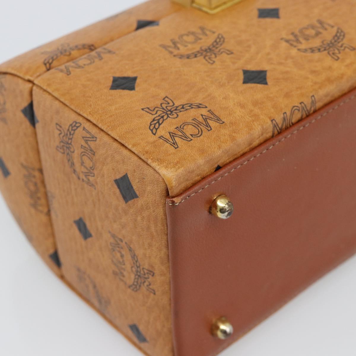 MCM Vicetos Logogram Vanity Hand Bag PVC Leather Brown Gold Auth 190615A