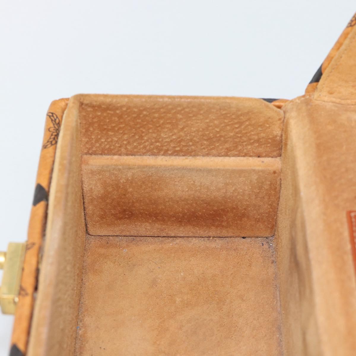 MCM Vicetos Logogram Vanity Hand Bag PVC Leather Brown Gold Auth 190615A