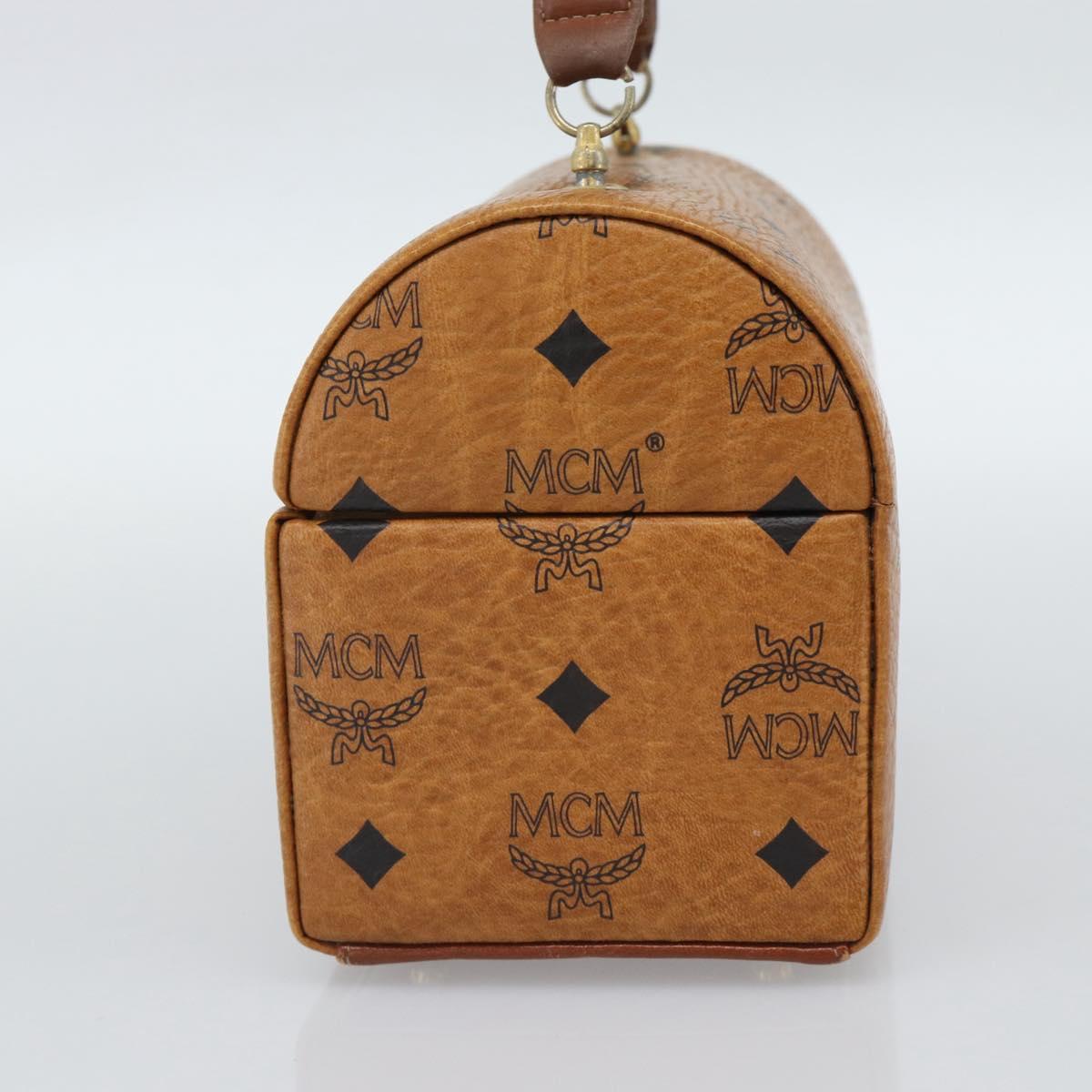 MCM Vicetos Logogram Vanity Hand Bag PVC Leather Brown Gold Auth 190615A