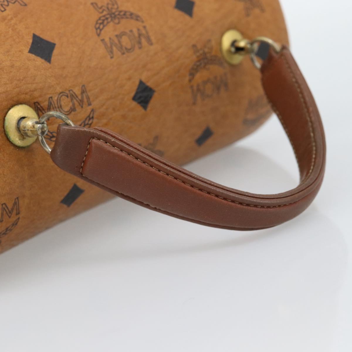 MCM Vicetos Logogram Vanity Hand Bag PVC Leather Brown Gold Auth 190615A