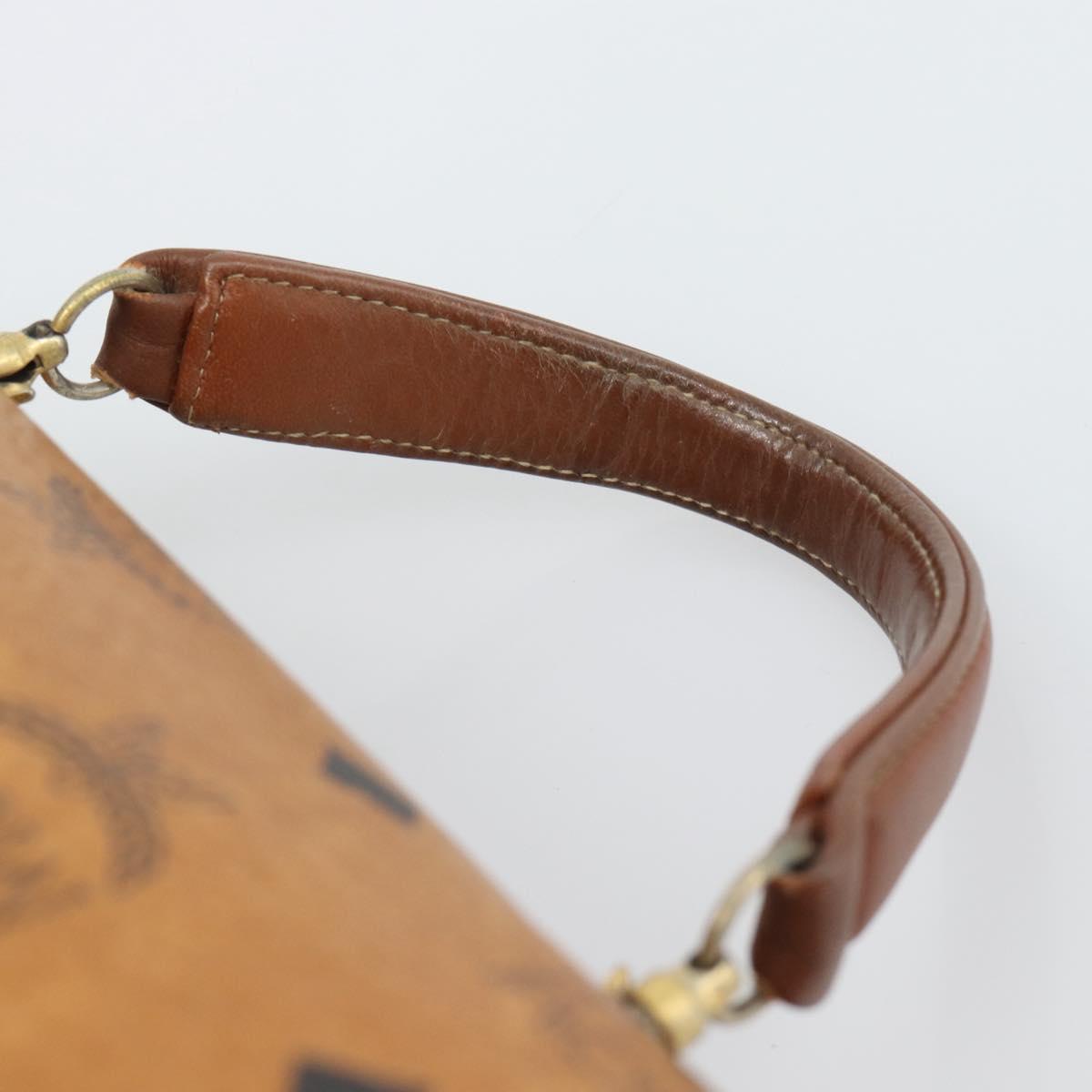MCM Vicetos Logogram Vanity Hand Bag PVC Leather Brown Gold Auth 190615A