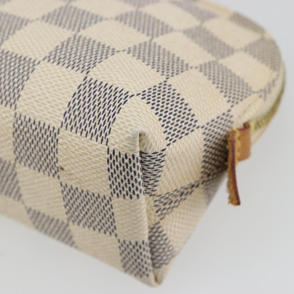 LOUIS VUITTON Damier Azur Pochette Cosmetic PM Pouch N60024 LV Auth 190617