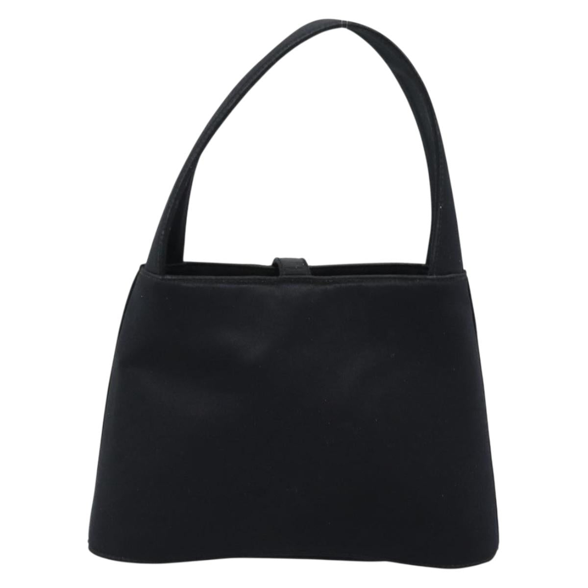 Salvatore Ferragamo Hand Bag Satin Black Gold Auth 190618