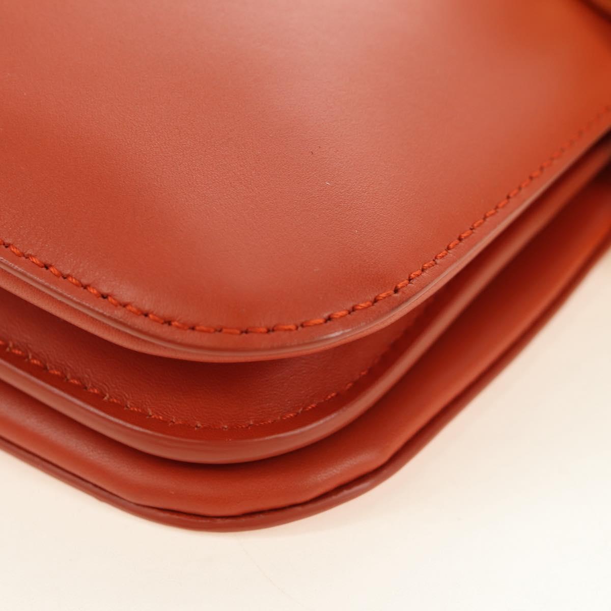 BOTTEGA VENETA Mount Chain Shoulder Bag Leather 2way Orange Gold Auth 190620V