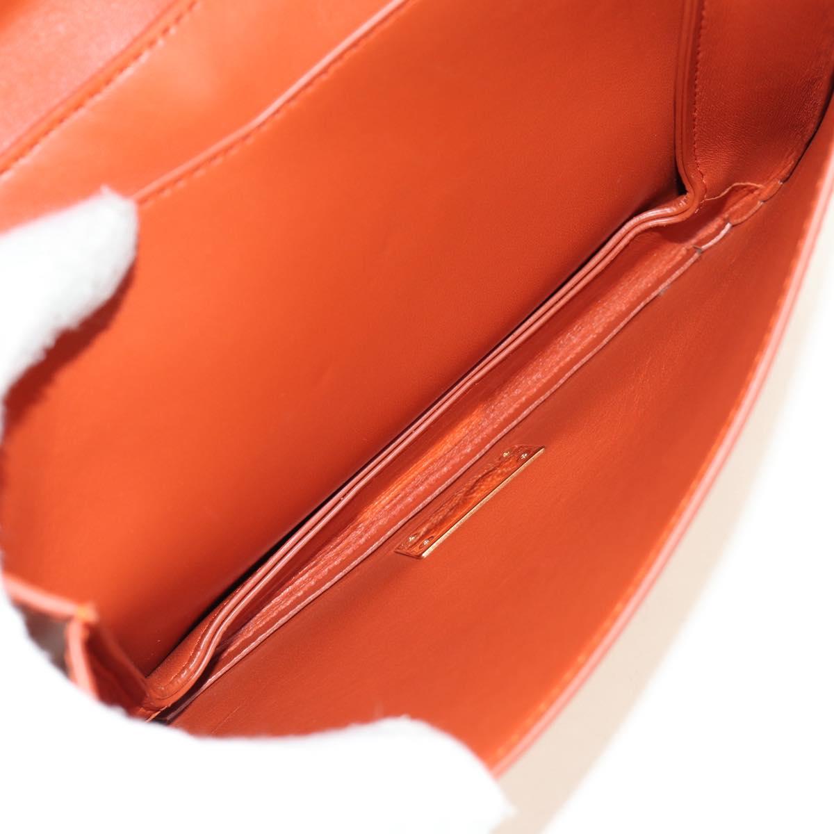 BOTTEGA VENETA Mount Chain Shoulder Bag Leather 2way Orange Gold Auth 190620V