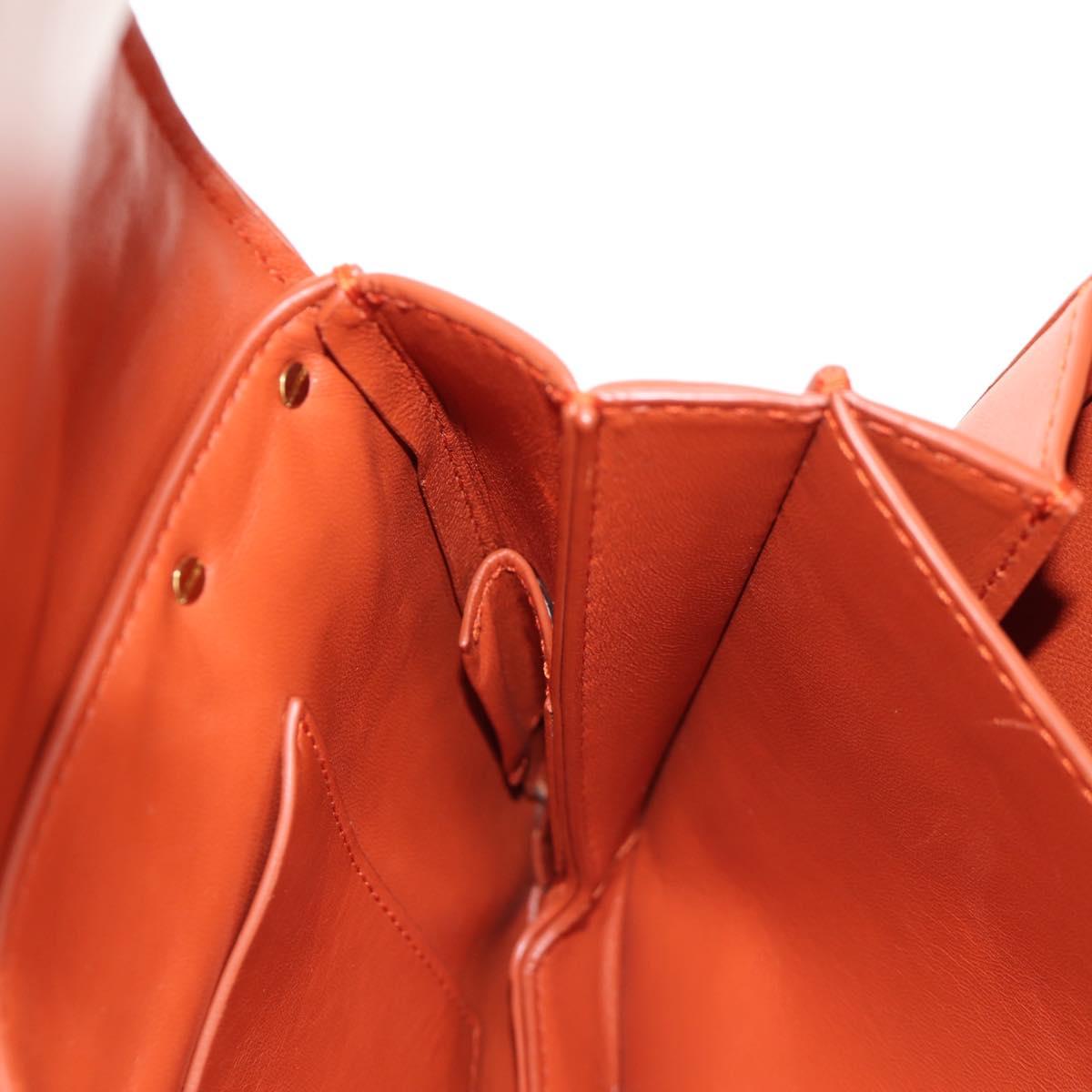 BOTTEGA VENETA Mount Chain Shoulder Bag Leather 2way Orange Gold Auth 190620V