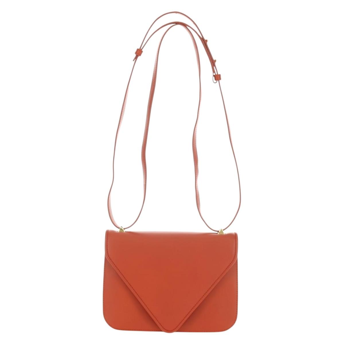 BOTTEGA VENETA Mount Chain Shoulder Bag Leather 2way Orange Gold Auth 190620V