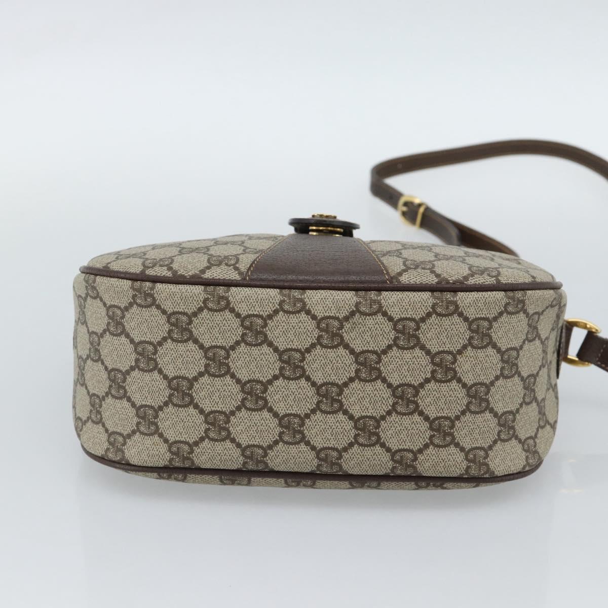 GUCCI GG Supreme Web Sherry Line Shoulder Bag PVC Beige Gold Auth 190621