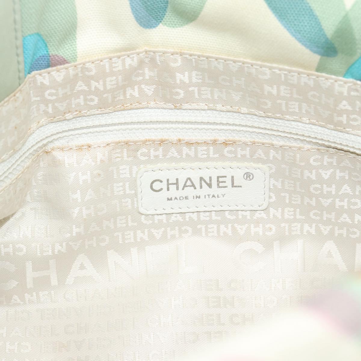 CHANEL Tote Bag Canvas Green Silver CC Auth 190622A