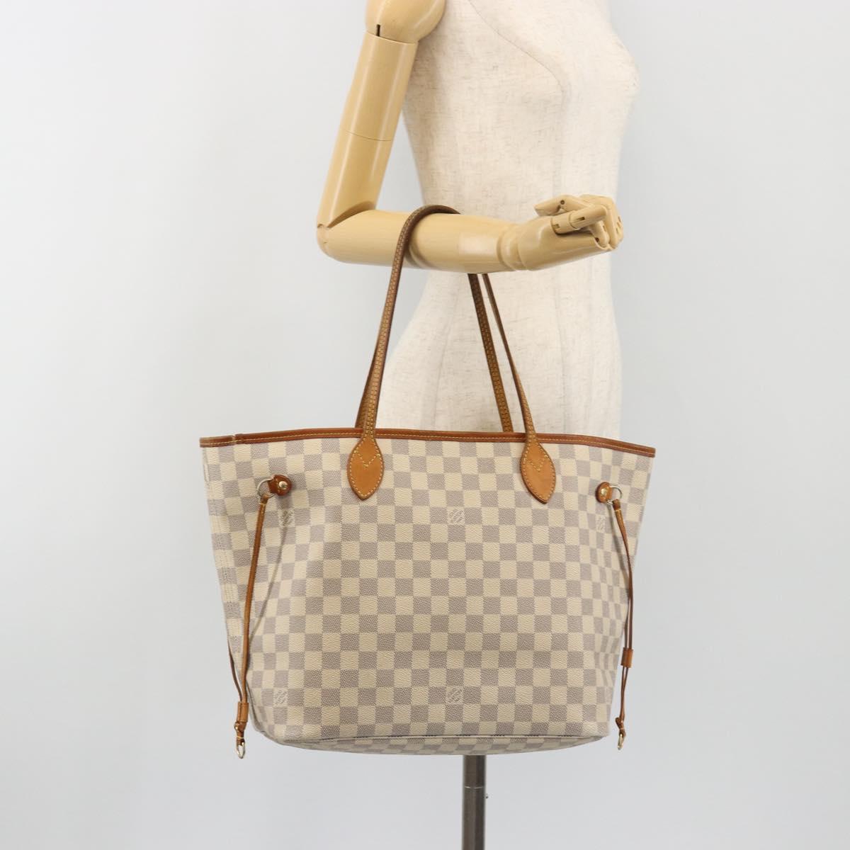 LOUIS VUITTON Damier Azur Neverfull MM Tote Bag N41605 LV Auth 190624