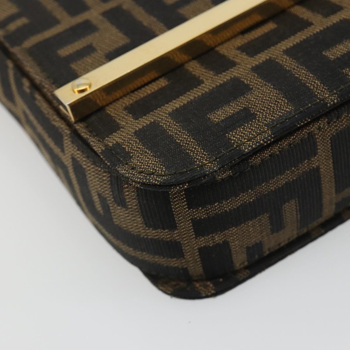 FENDI Zucca Canvas Shoulder Bag Black Brown Auth 190627SAV