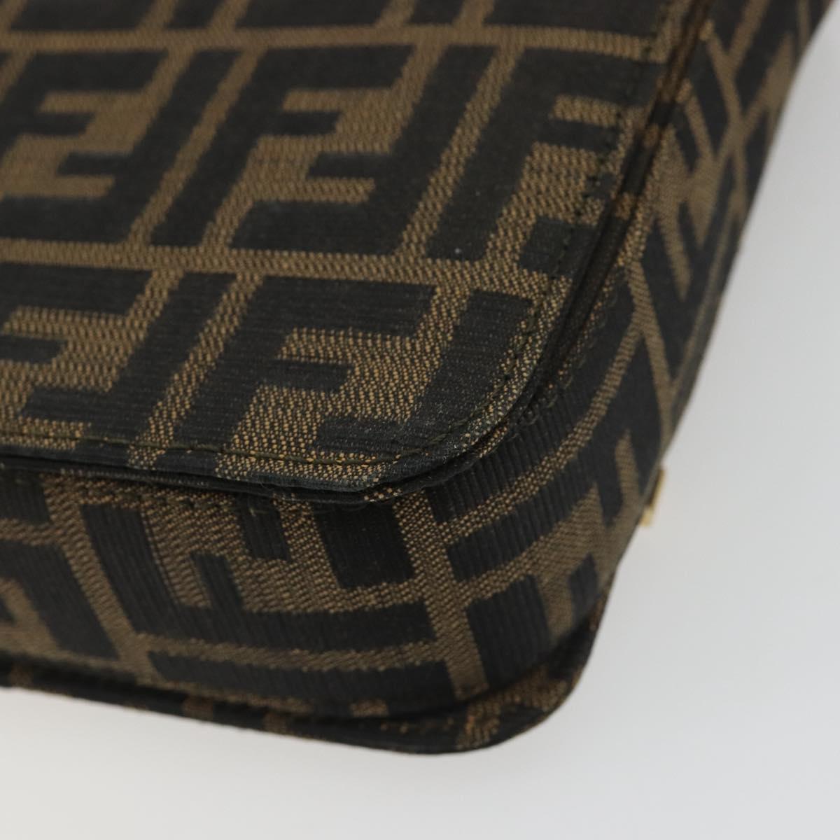 FENDI Zucca Canvas Shoulder Bag Black Brown Auth 190627SAV
