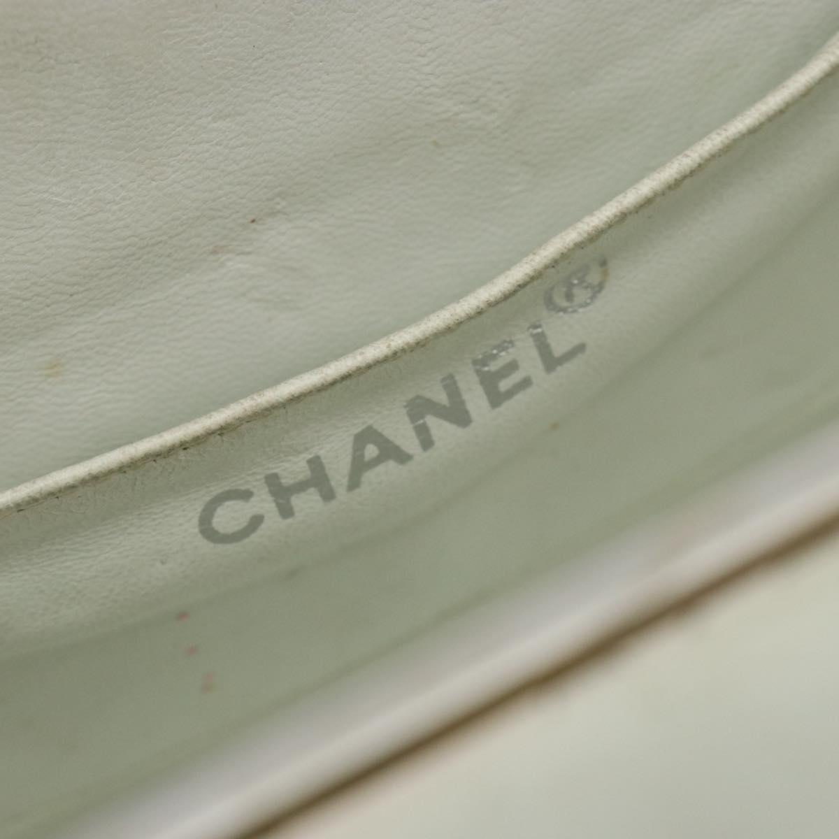 CHANEL Vanity Hand Bag Patent Leather Yellow Silver CC Auth 190628