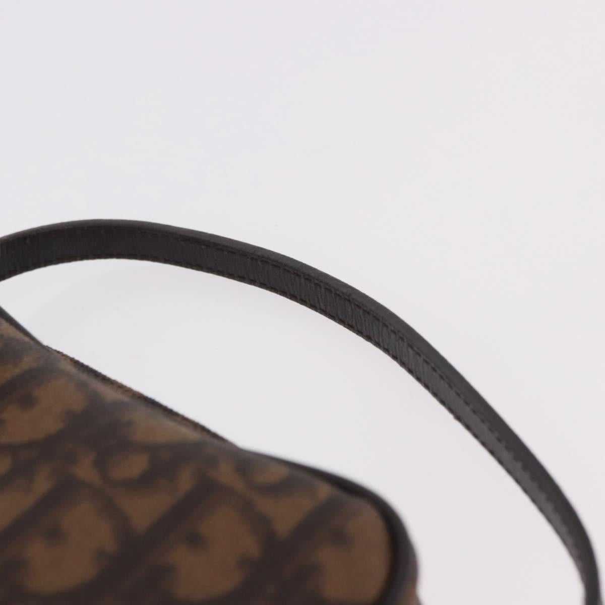 Christian Dior Trotter Canvas Hand Pouch PVC Brown Silver Auth 190629V