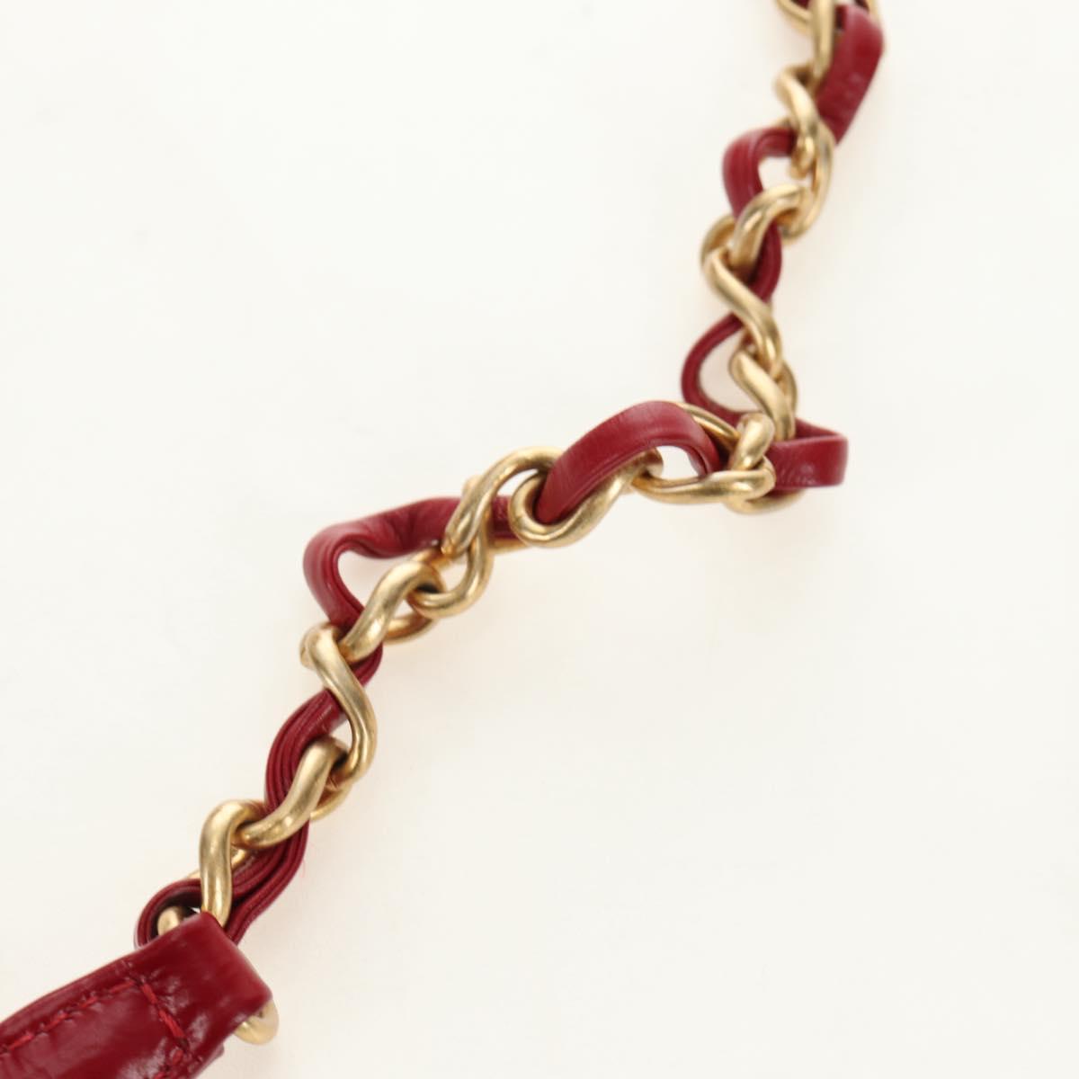CHANEL COCO Mark Chain Shoulder Bag Leather Red Gold CC Auth 190631SV