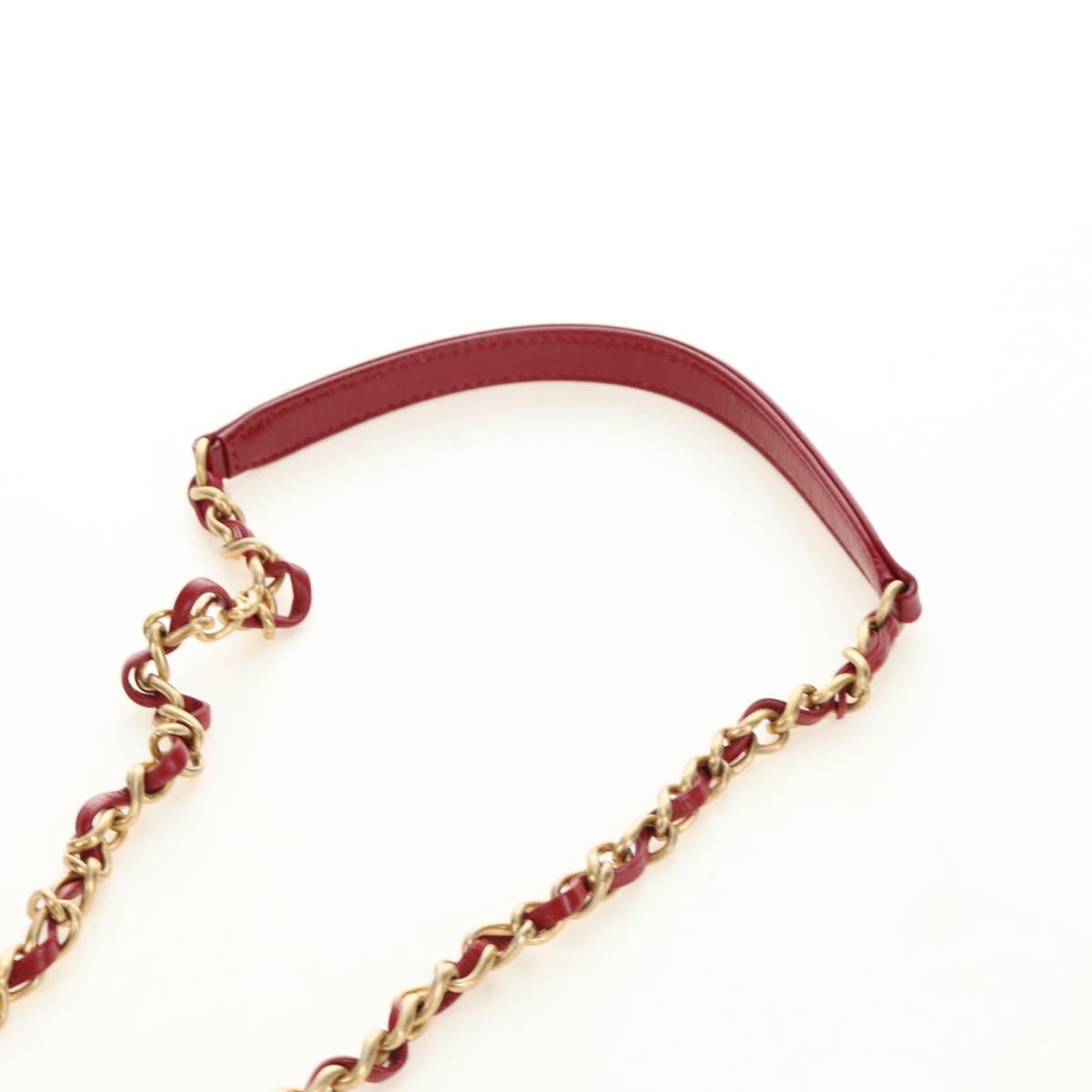 CHANEL COCO Mark Chain Shoulder Bag Leather Red Gold CC Auth 190631SV