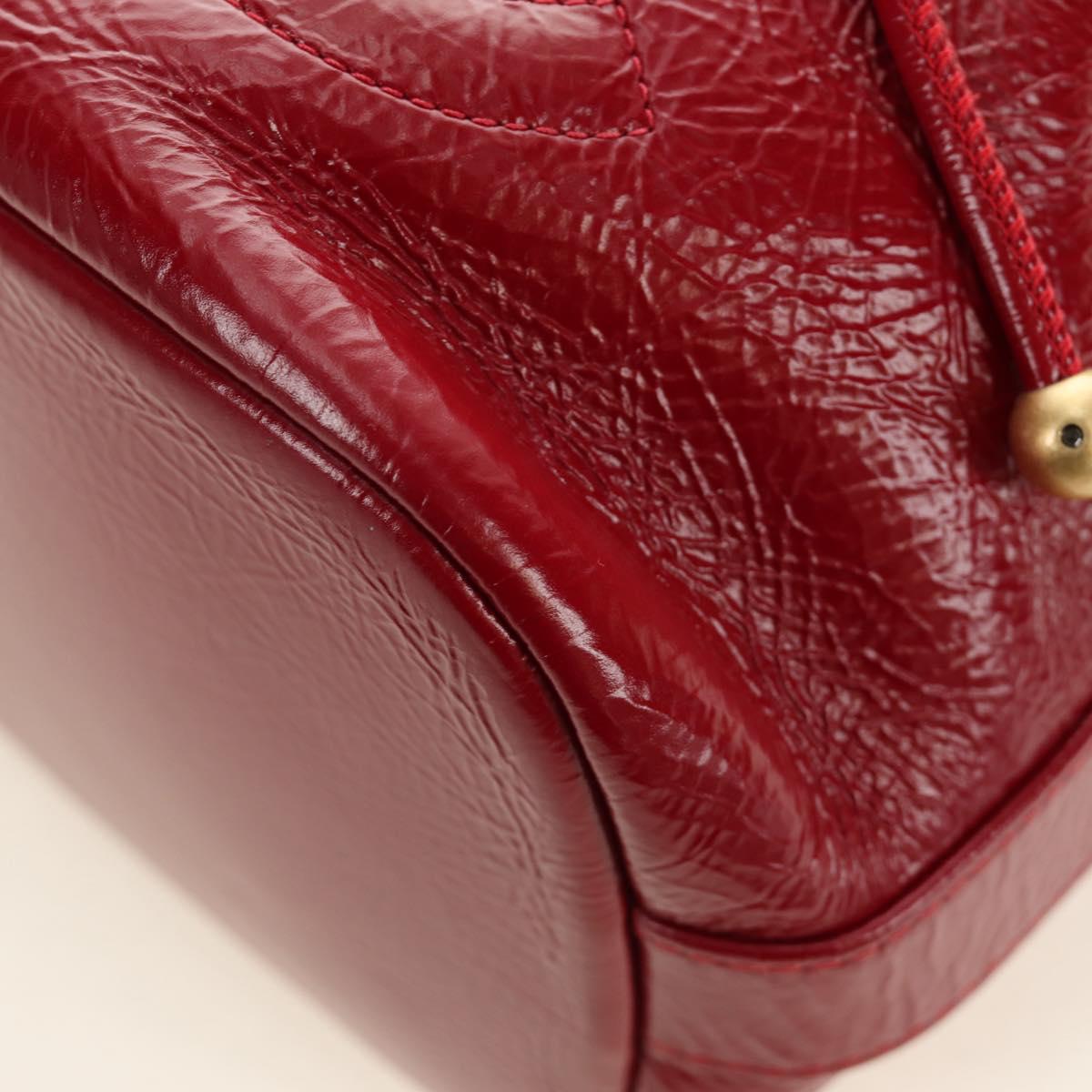 CHANEL COCO Mark Chain Shoulder Bag Leather Red Gold CC Auth 190631SV