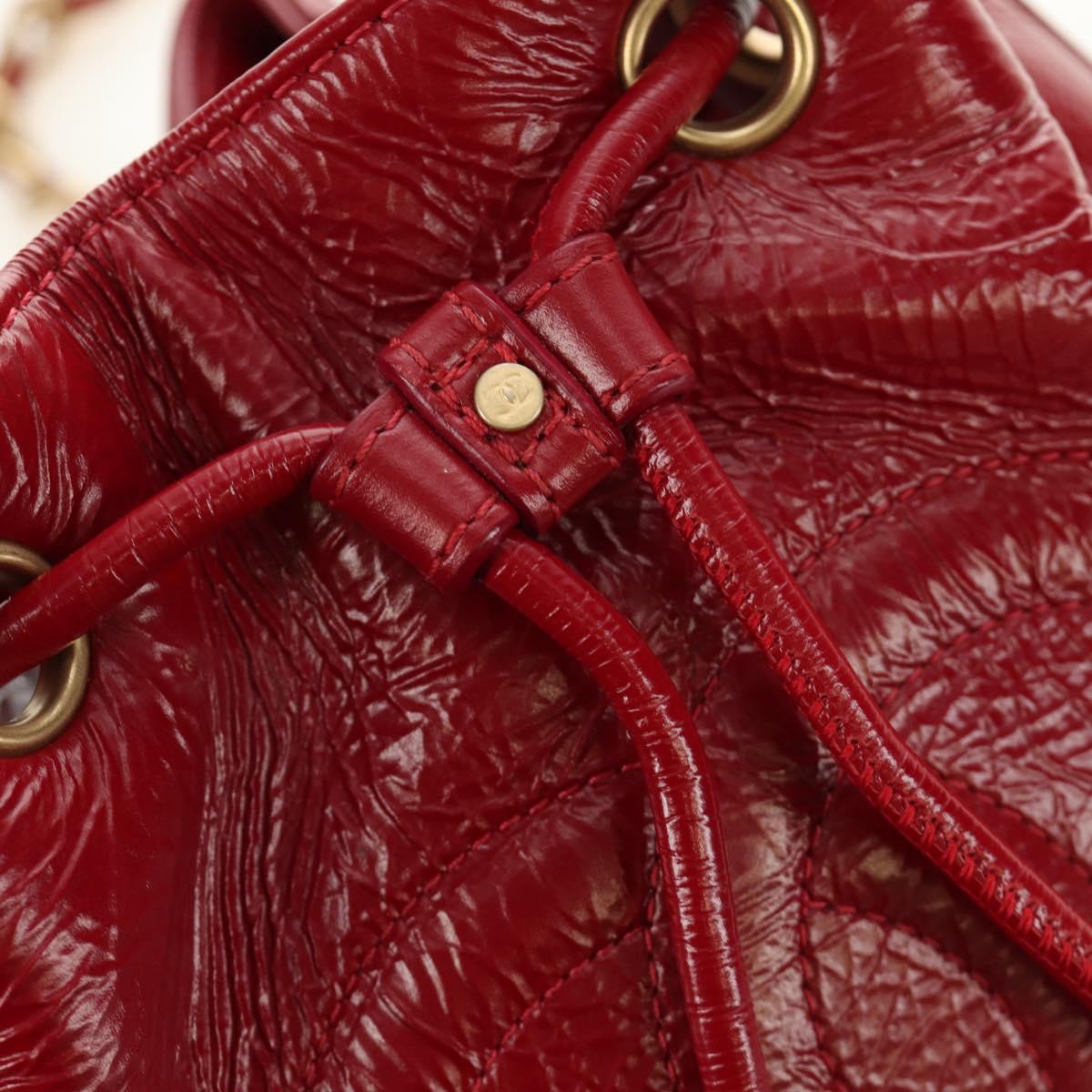 CHANEL COCO Mark Chain Shoulder Bag Leather Red Gold CC Auth 190631SV