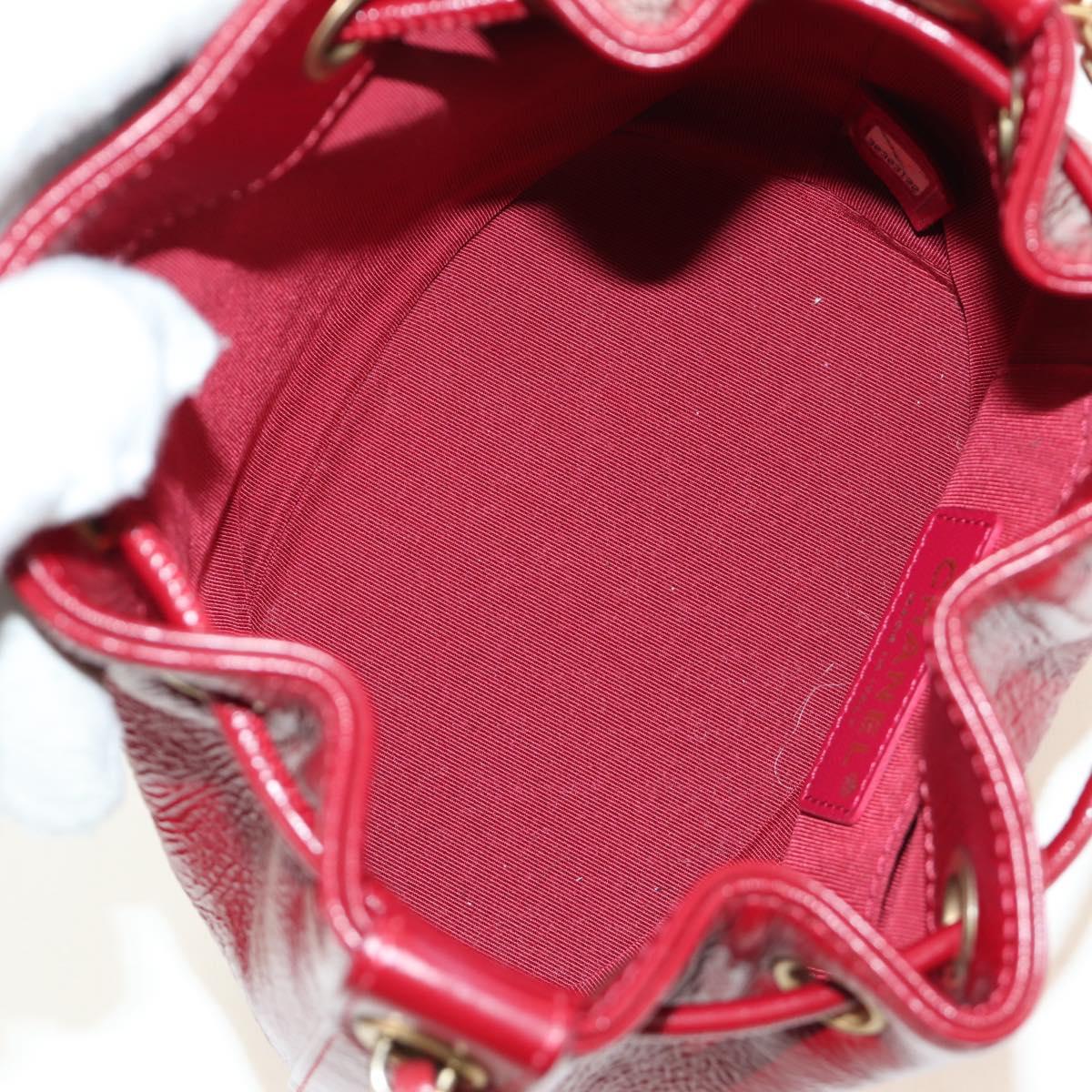 CHANEL COCO Mark Chain Shoulder Bag Leather Red Gold CC Auth 190631SV