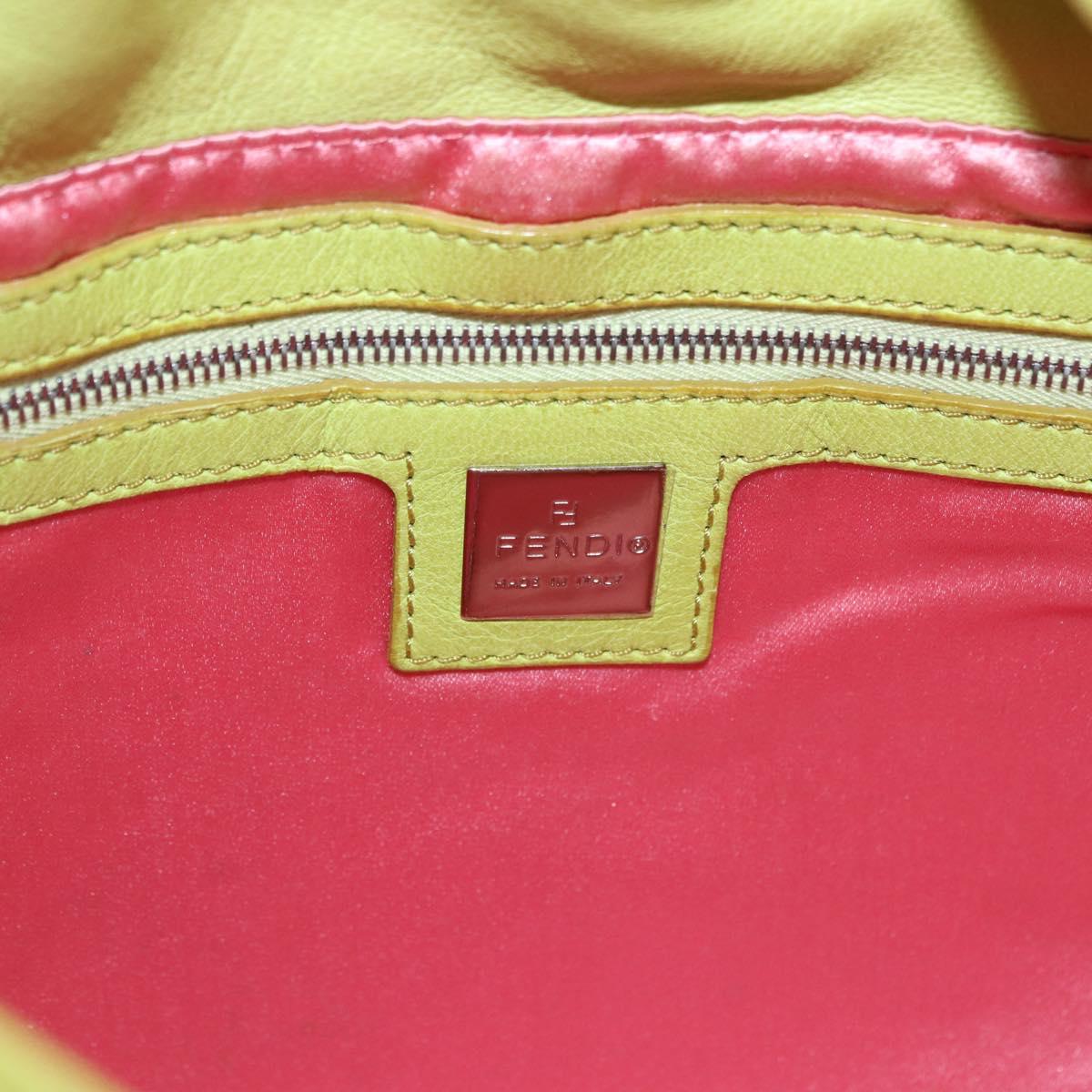 FENDI Mamma Baguette Shoulder Bag Leather Green Silver Auth 190637M