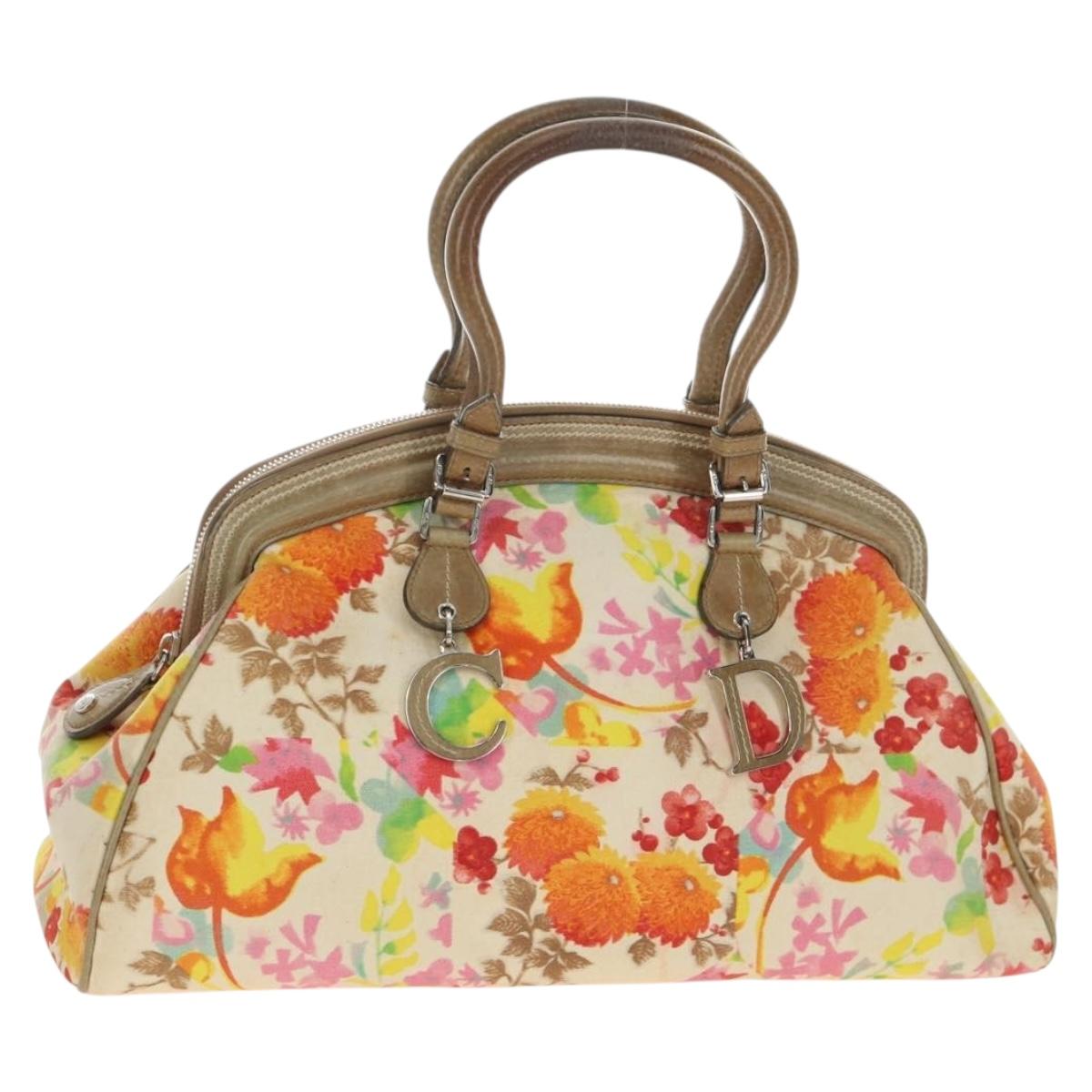 Christian Dior Boston Bag Canvas Multicolor Silver Auth 190638M
