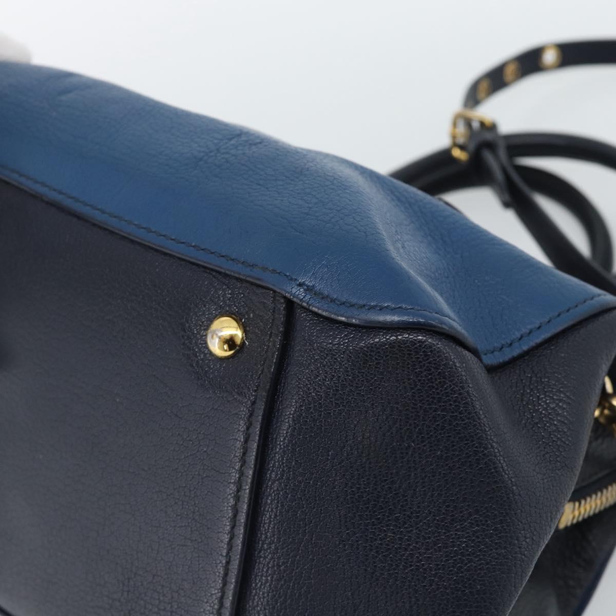 Miu Miu Hand Bag Leather 2way Blue Gold Auth 190650