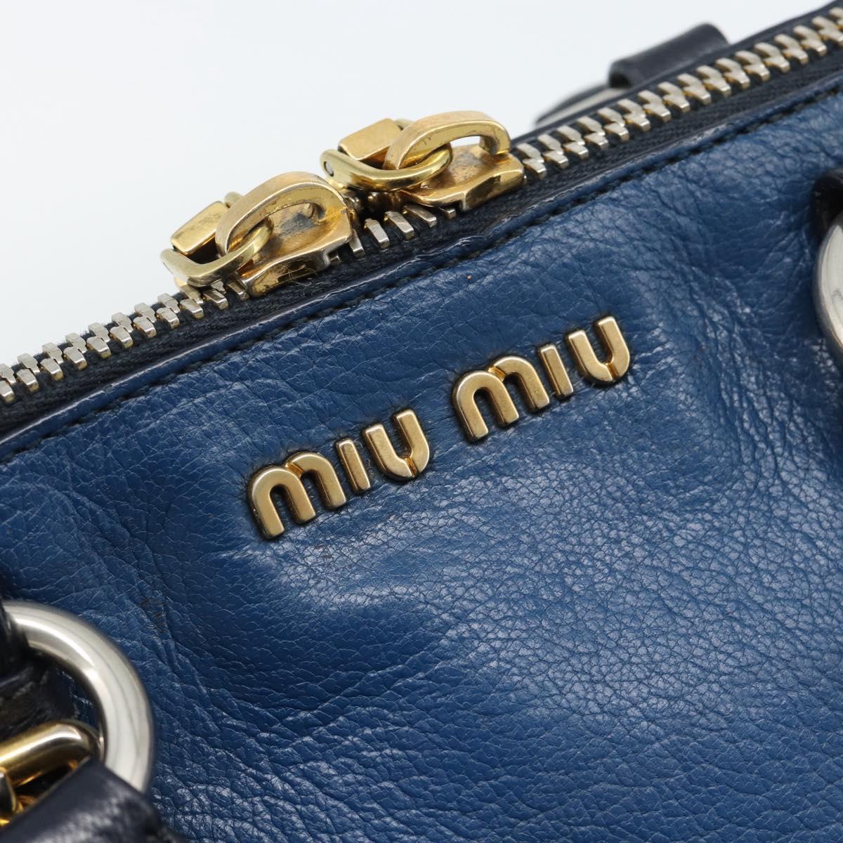 Miu Miu Hand Bag Leather 2way Blue Gold Auth 190650