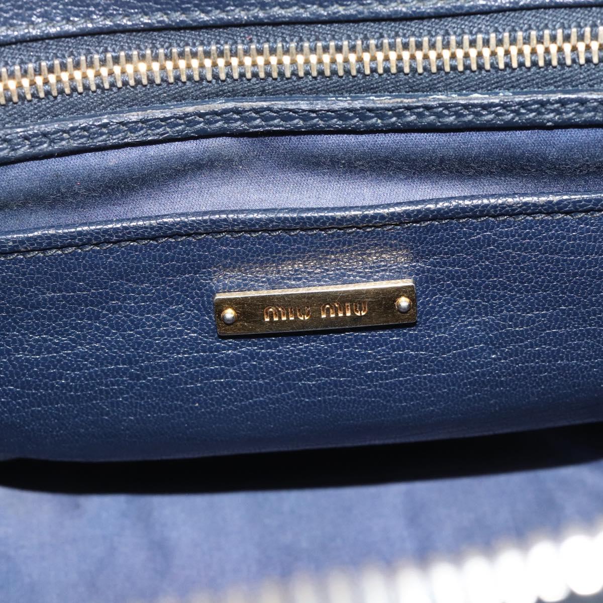 Miu Miu Hand Bag Leather 2way Blue Gold Auth 190650