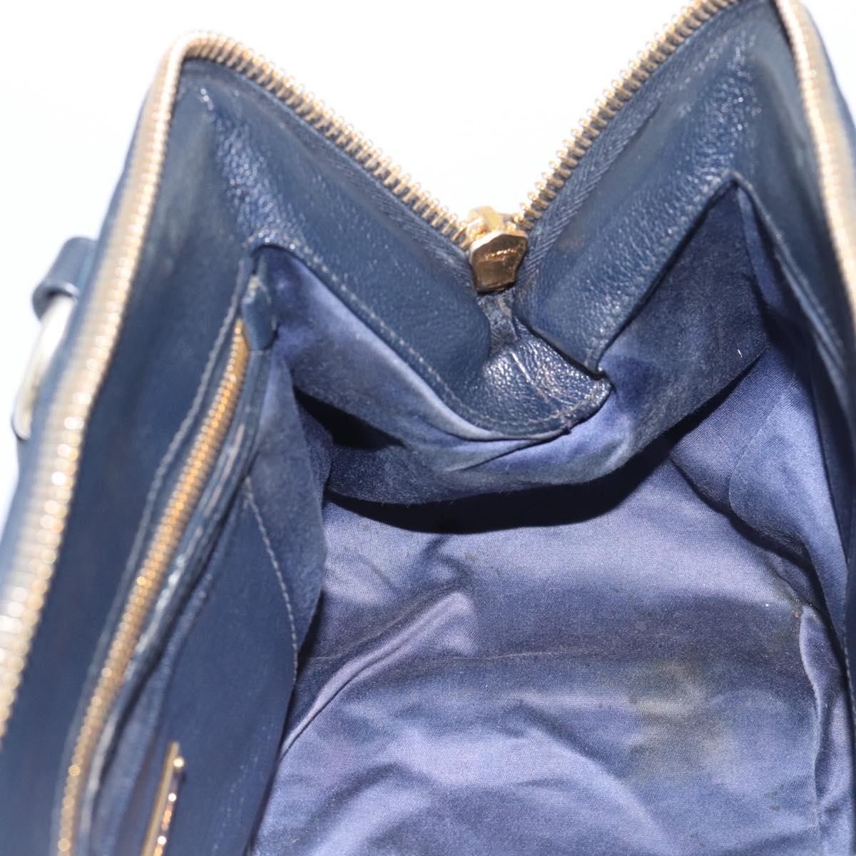 Miu Miu Hand Bag Leather 2way Blue Gold Auth 190650