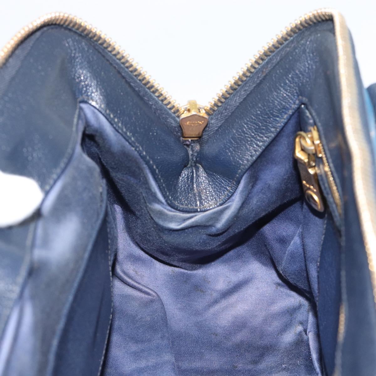 Miu Miu Hand Bag Leather 2way Blue Gold Auth 190650