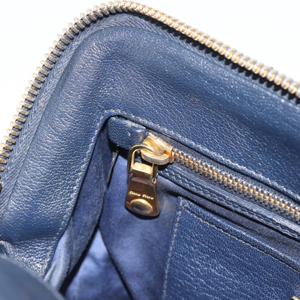 Miu Miu Hand Bag Leather 2way Blue Gold Auth 190650