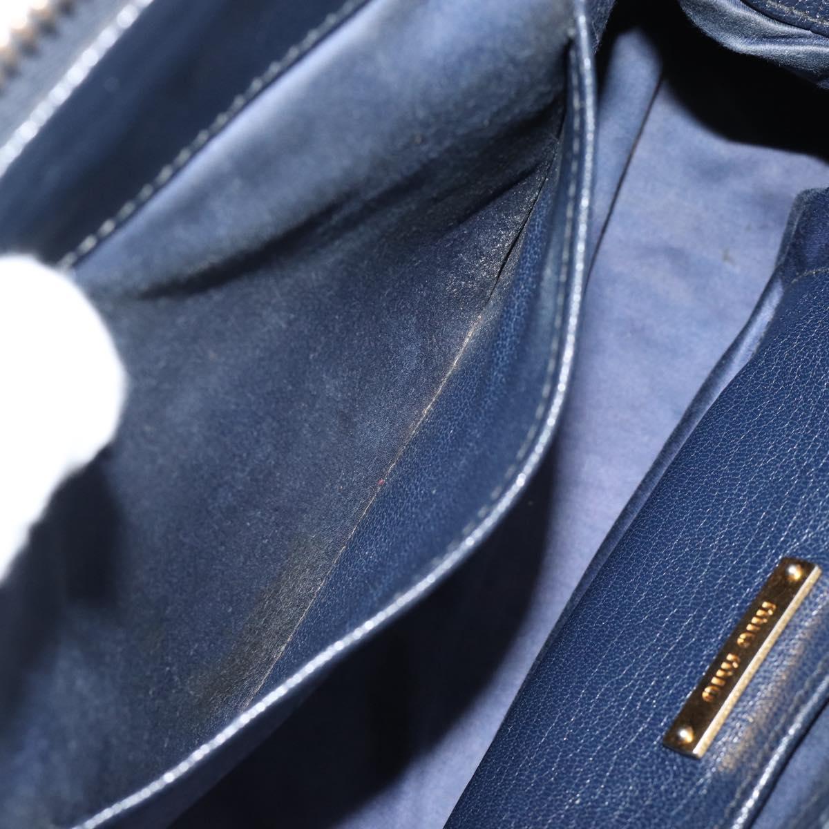 Miu Miu Hand Bag Leather 2way Blue Gold Auth 190650