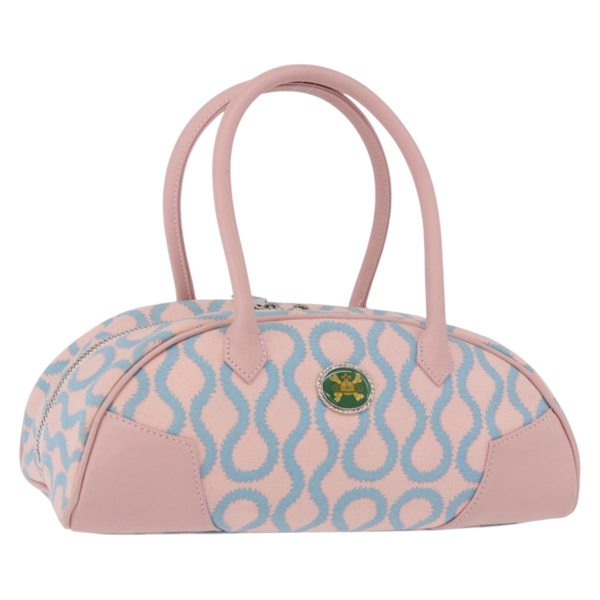 Vivienne Westwood Hand Bag Canvas Pink Silver Auth 190655A