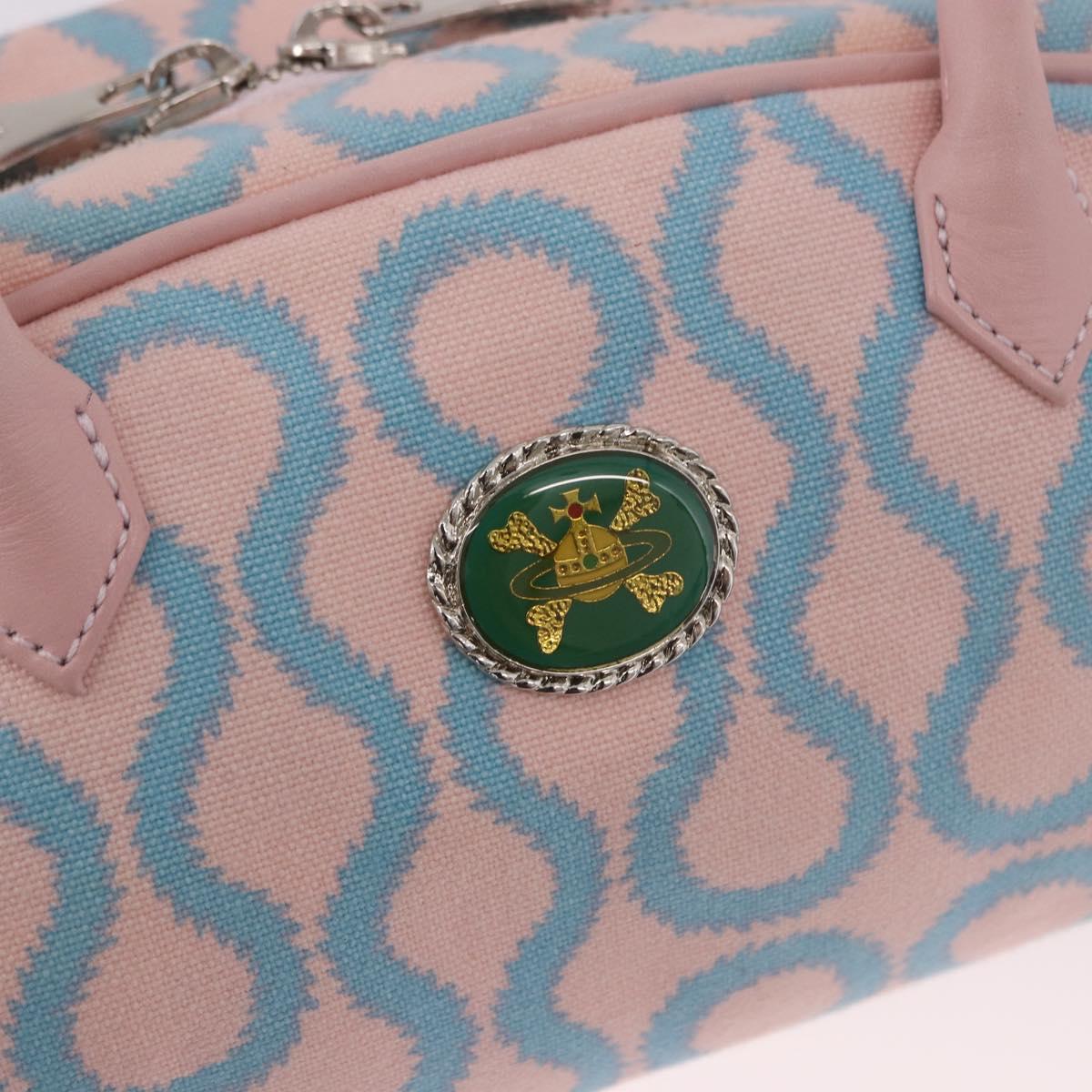 Vivienne Westwood Hand Bag Canvas Pink Silver Auth 190655A