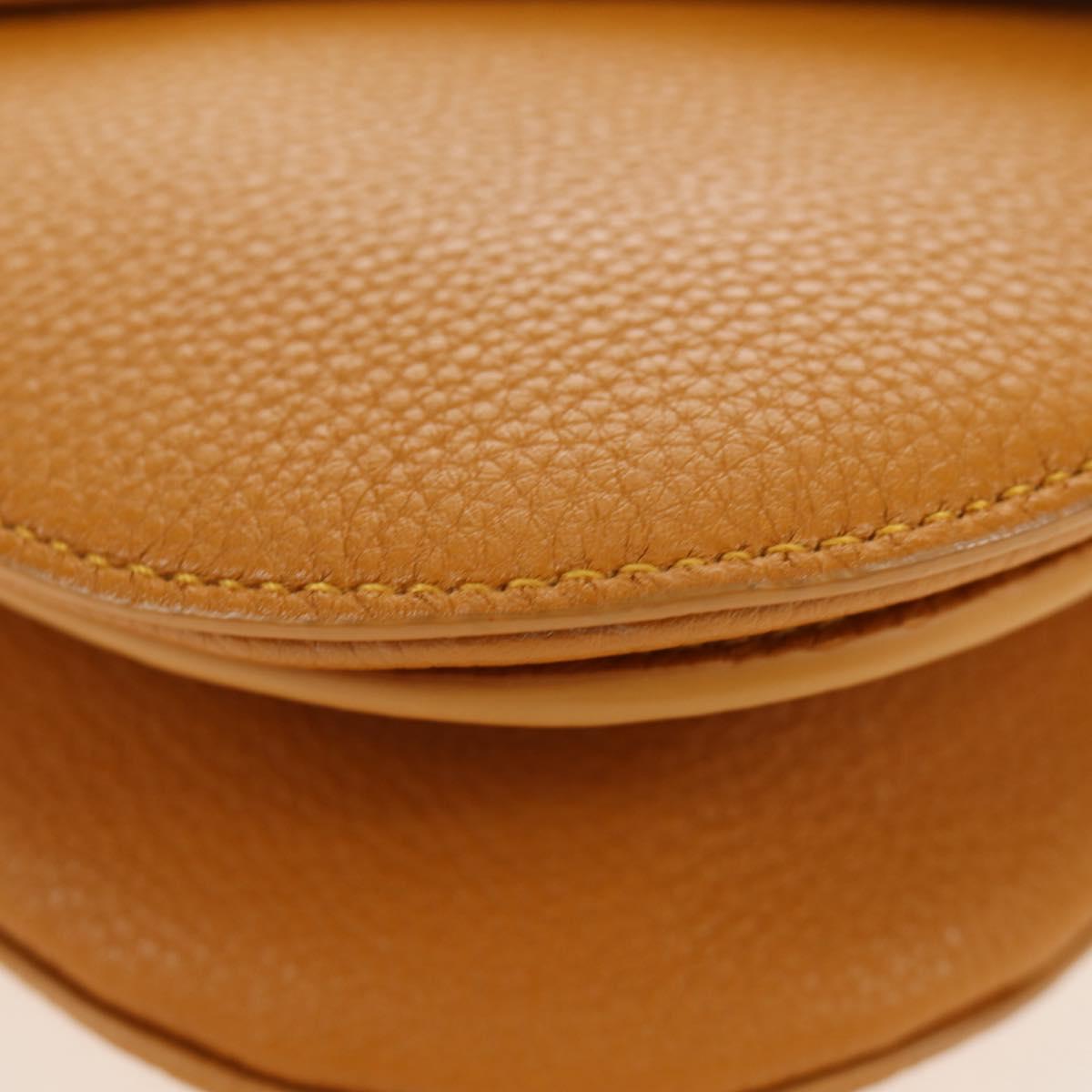 BOTTEGA VENETA Mount Chain Shoulder Bag Leather 2way Orange Gold Auth 190656V