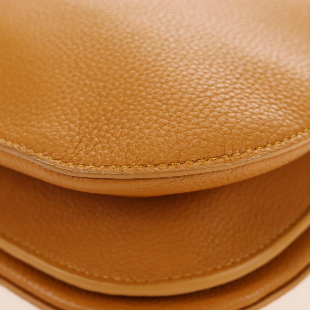 BOTTEGA VENETA Mount Chain Shoulder Bag Leather 2way Orange Gold Auth 190656V