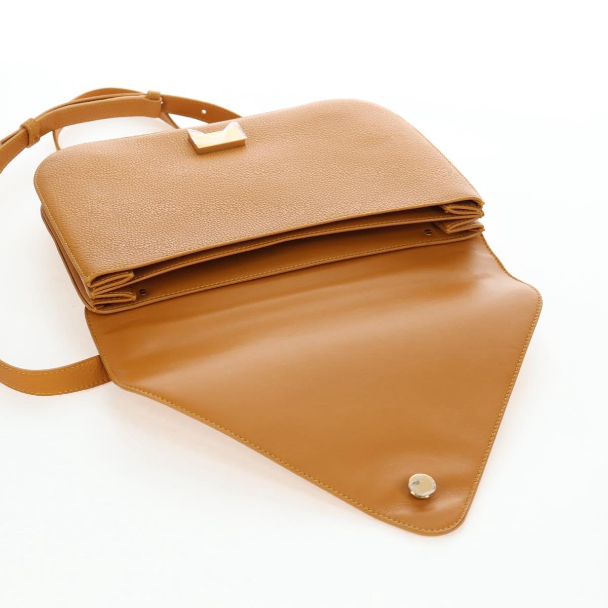 BOTTEGA VENETA Mount Chain Shoulder Bag Leather 2way Orange Gold Auth 190656V